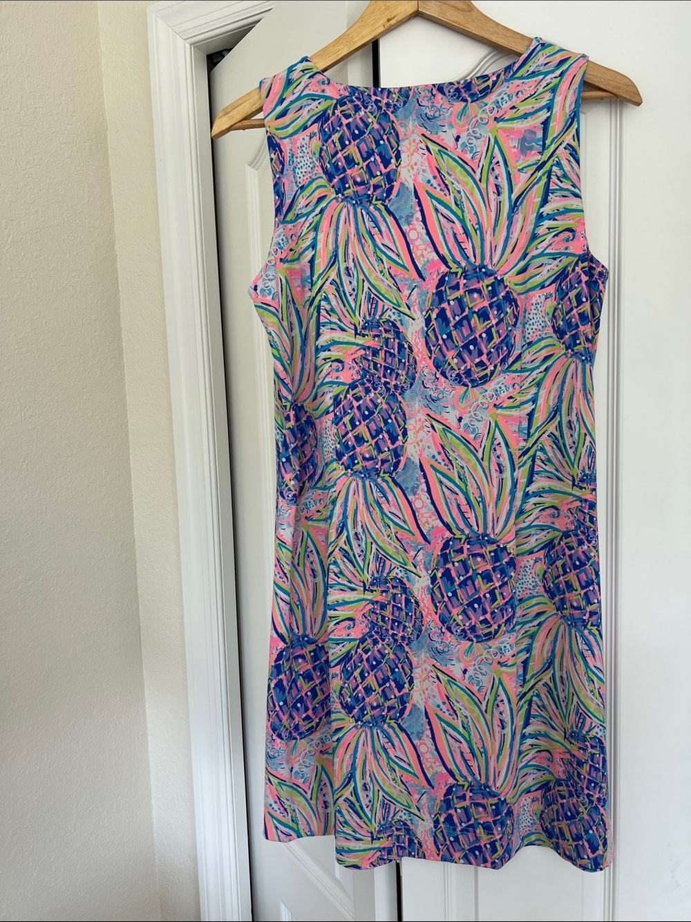 Lulu-B Pink and Blue Pineapple Print Mini Dress - Picture 5 of 6